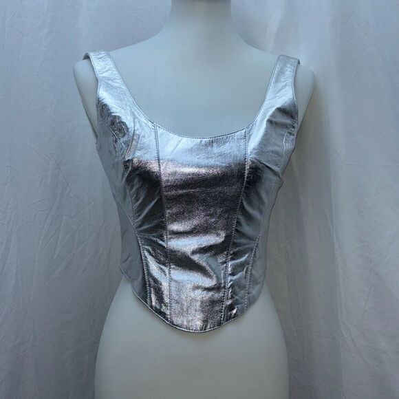 NWT Boot Barn Understated Leather metallic Mustang silver bustier coreset S - Picture 4 of 11